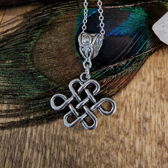 Celtic Knot Pendant Infinity Symbol 925 Silver Necklace Irish Norse Viking Love - Picture 5 of 12